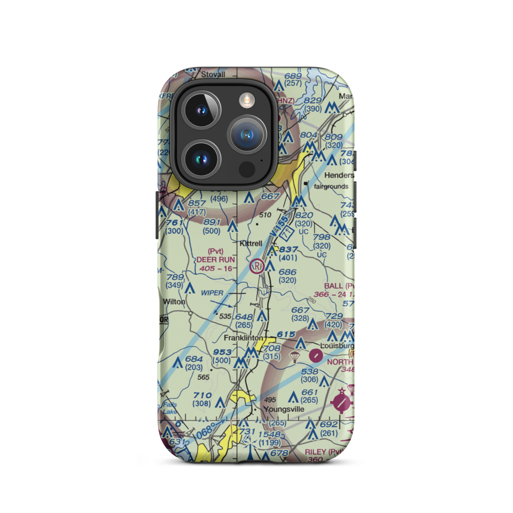 Deer Run Airport (NC56) VFR Sectional  Tough iPhone Case iPhone 16 Pro model shown