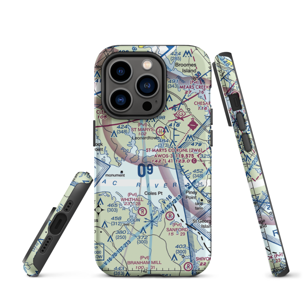 Deerfield Airport (8MD7) VFR Sectional  Tough iPhone Case iPhone 14 Pro model shown