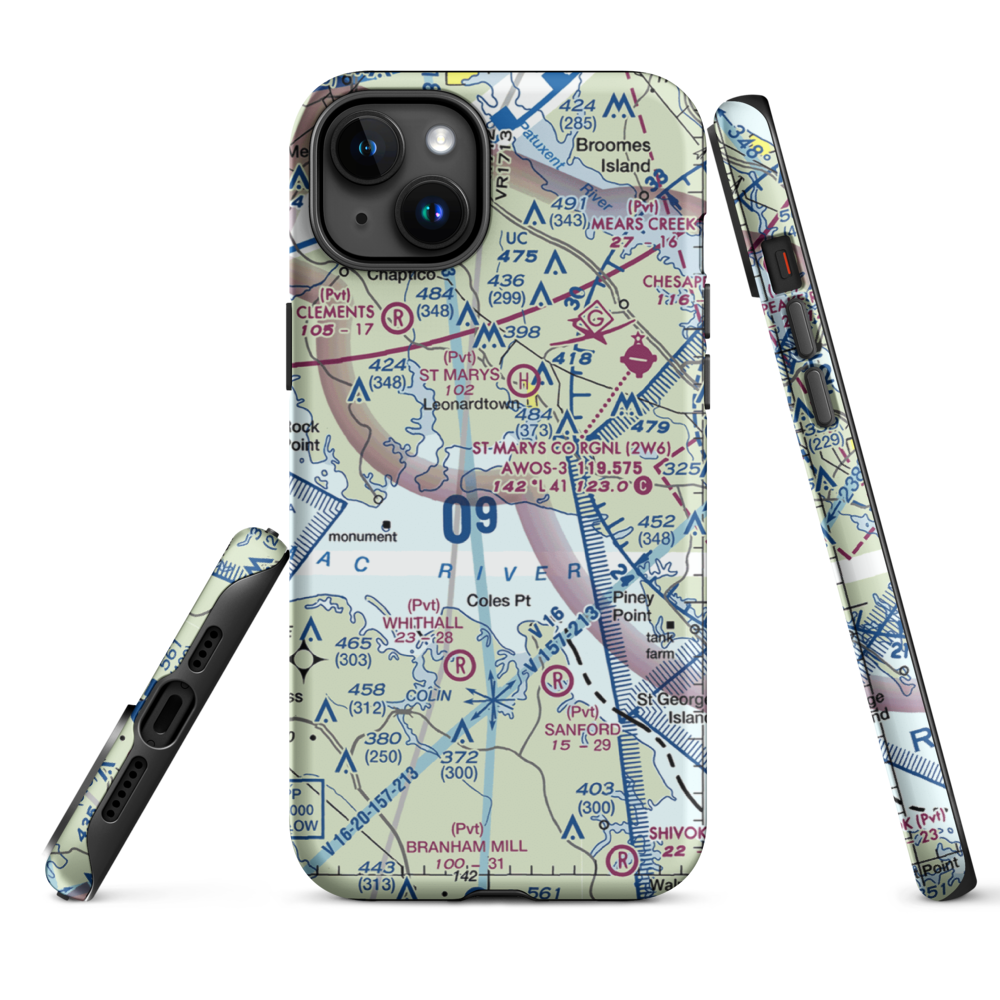 Deerfield Airport (8MD7) VFR Sectional  Tough iPhone Case iPhone 15 Plus model shown