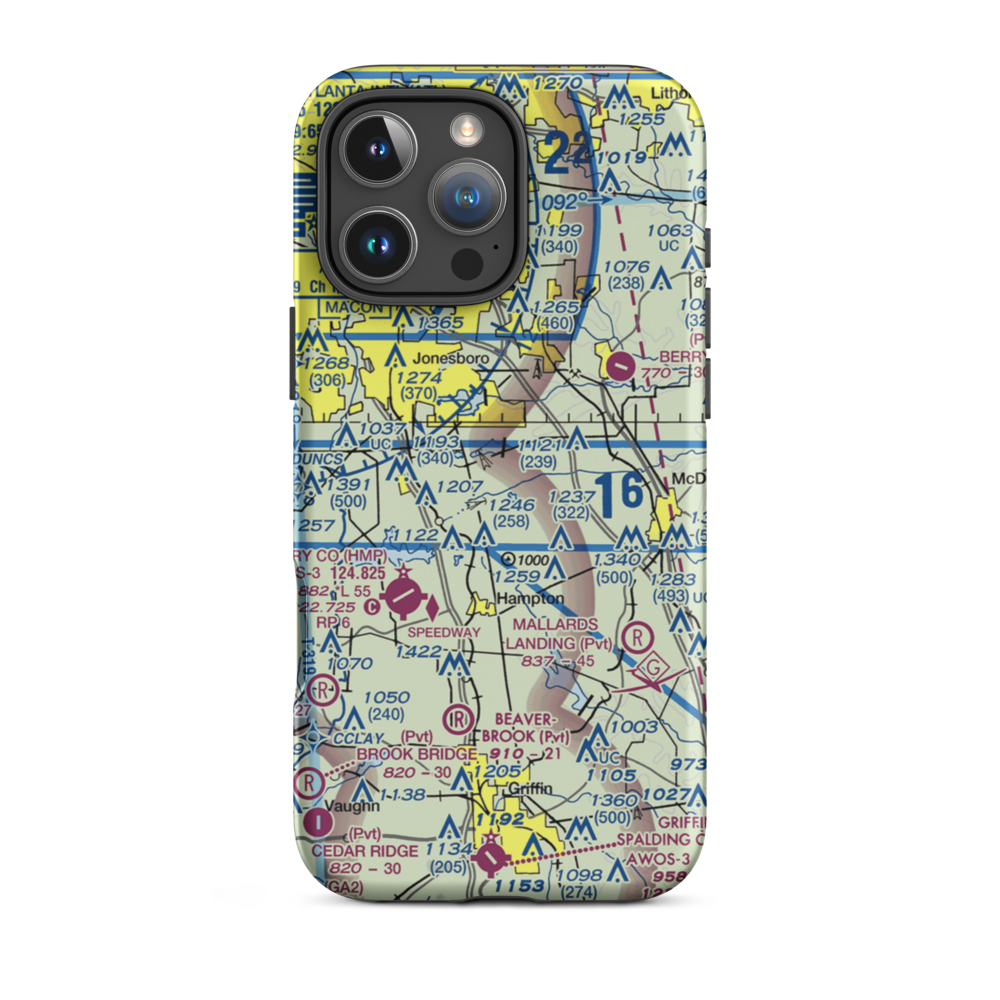 Deerfield Landing Airport (54GA) VFR Sectional  Tough iPhone Case iPhone 16 Pro Max model shown