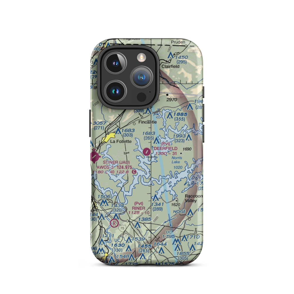 Deerfield Resort Airport (TN44) VFR Sectional  Tough iPhone Case iPhone 16 Pro model shown