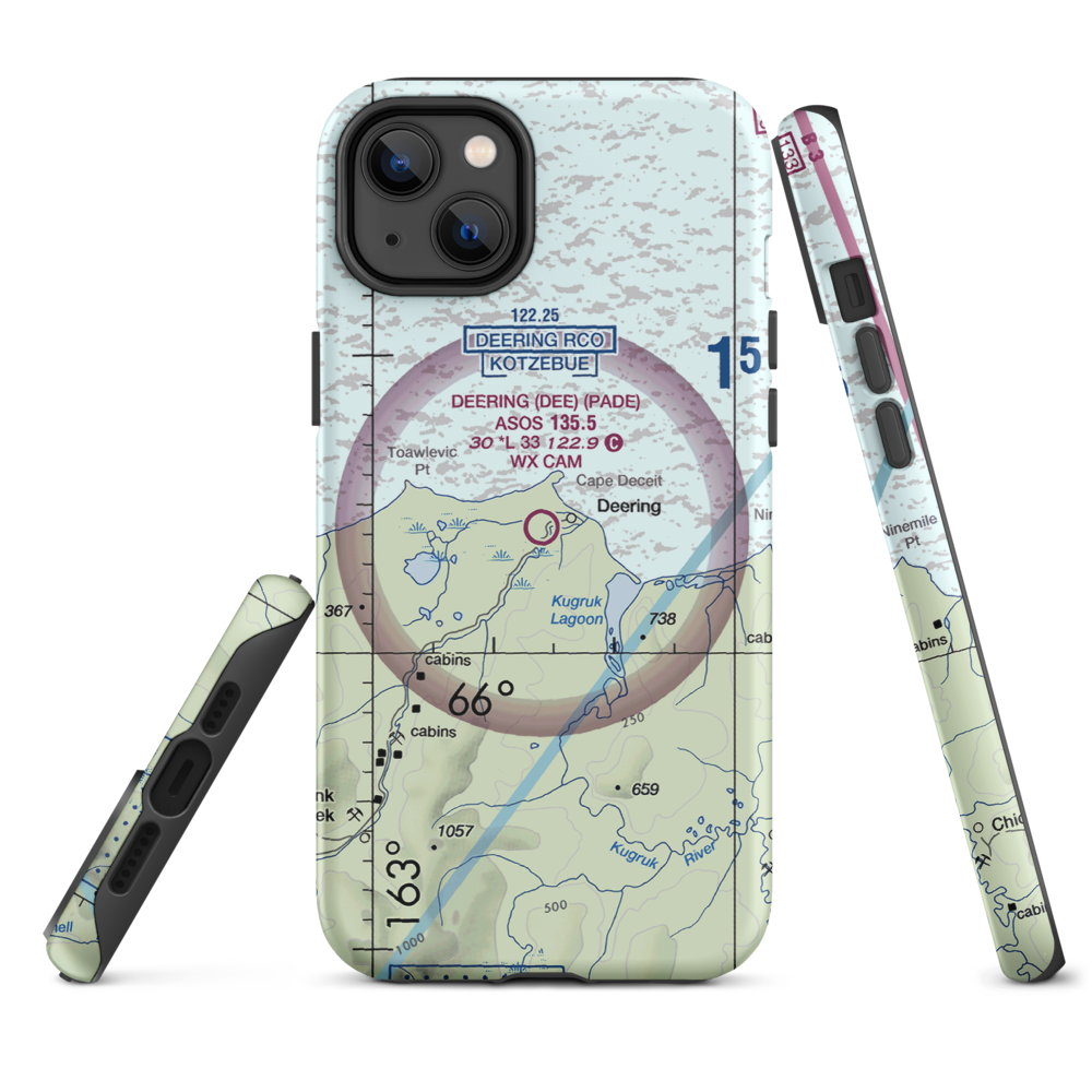 Deering Airport (DEE) VFR Sectional  Tough iPhone Case iPhone 14 Plus model shown
