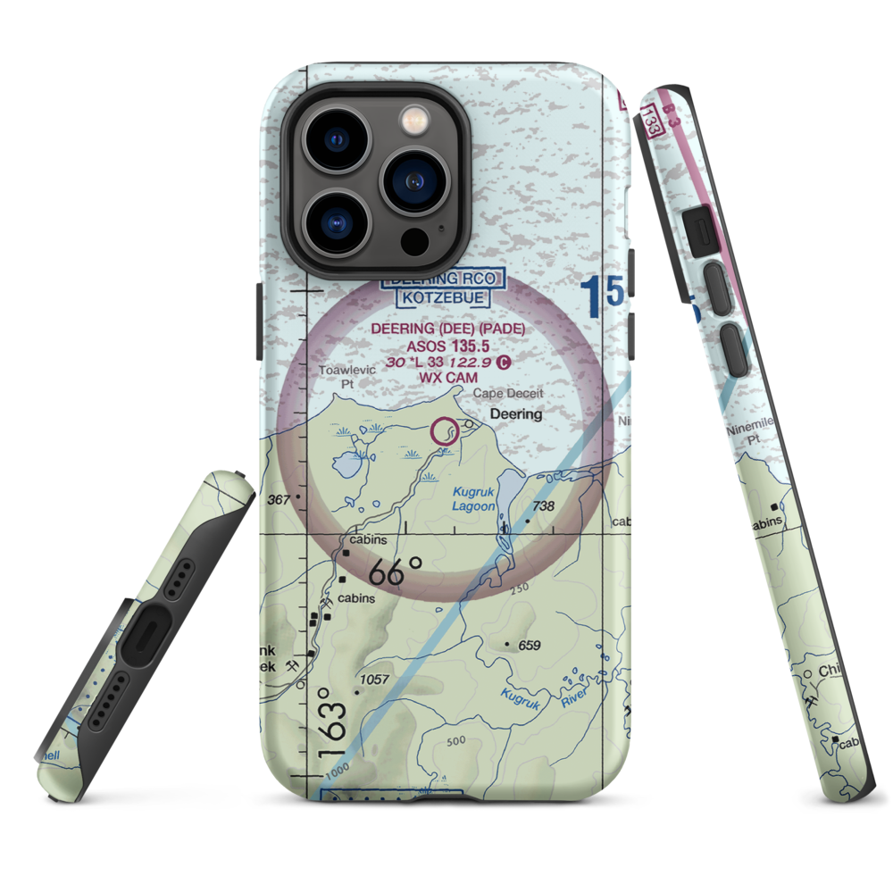 Deering Airport (DEE) VFR Sectional  Tough iPhone Case iPhone 14 Pro Max model shown