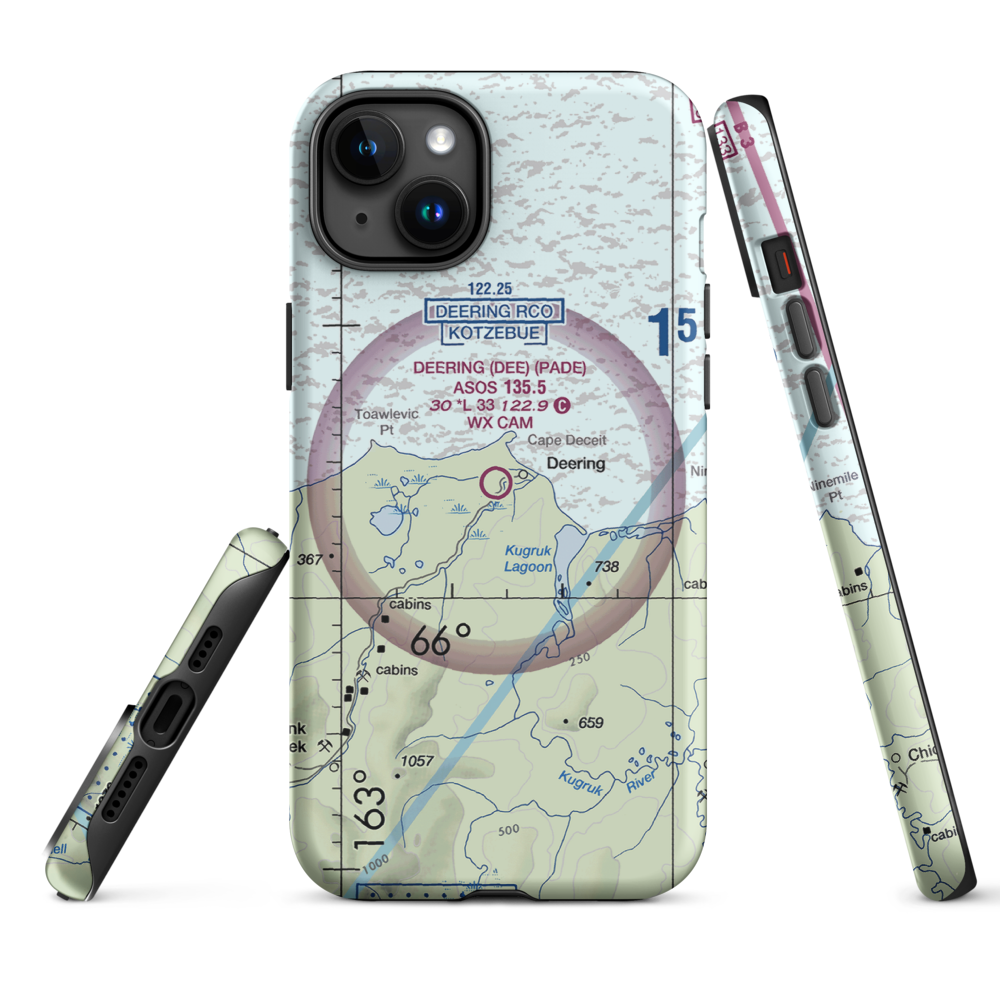 Deering Airport (DEE) VFR Sectional  Tough iPhone Case iPhone 15 Plus model shown