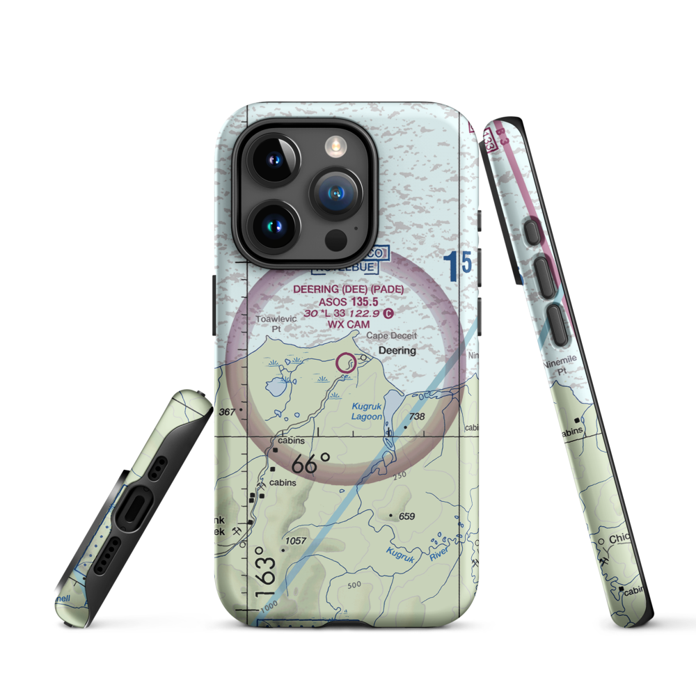 Deering Airport (DEE) VFR Sectional  Tough iPhone Case iPhone 15 Pro model shown