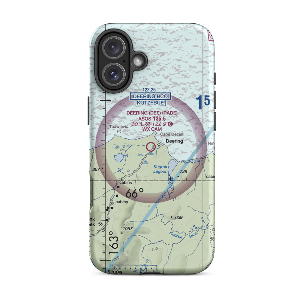 Deering Airport (DEE) VFR Sectional  Tough iPhone Case iPhone 16 Plus model shown
