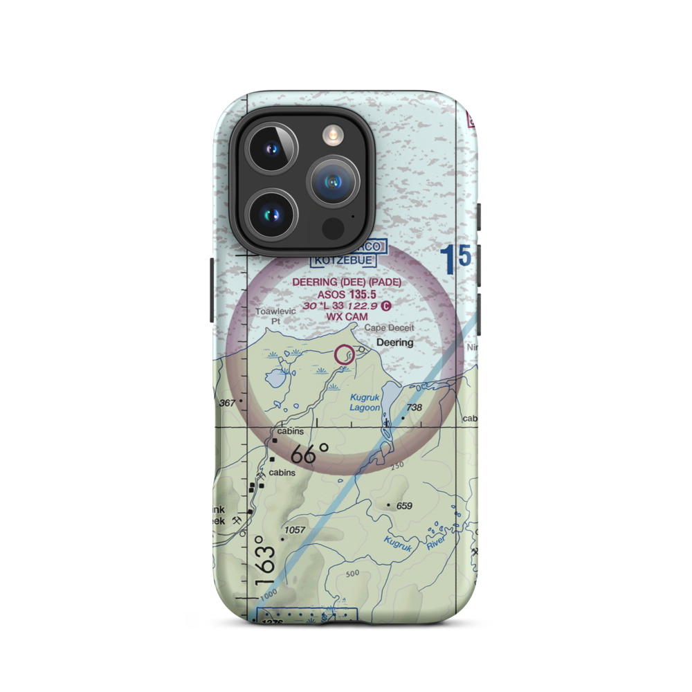 Deering Airport (DEE) VFR Sectional  Tough iPhone Case iPhone 16 Pro model shown
