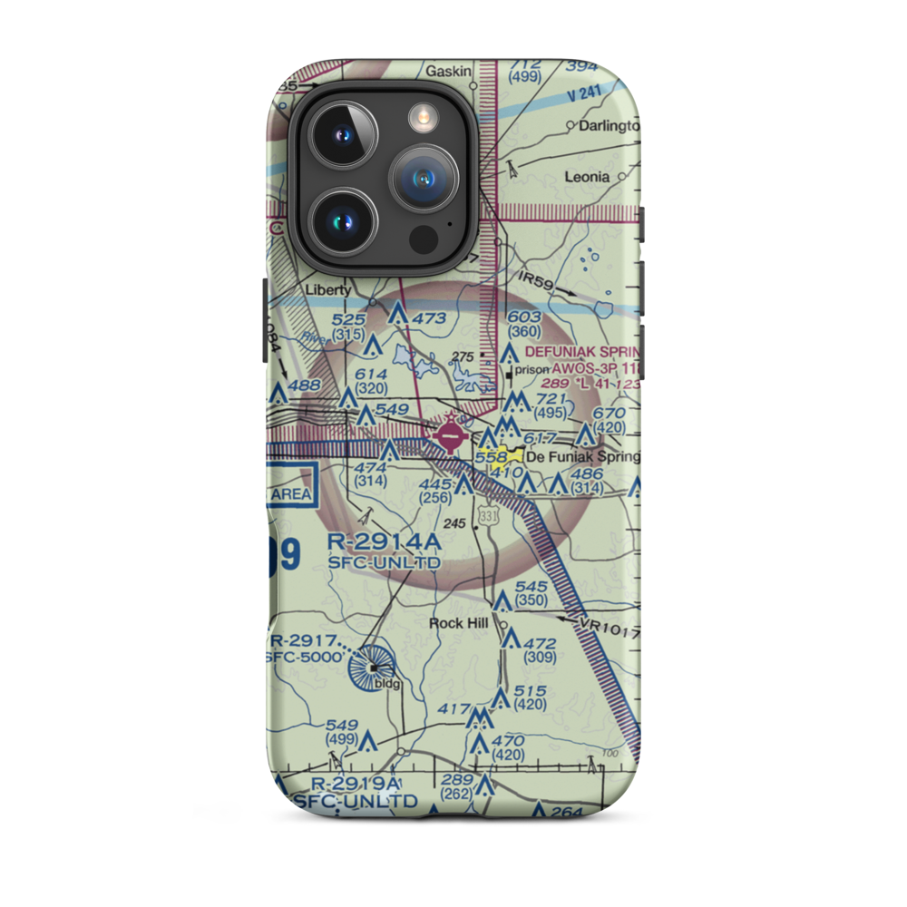 Defuniak Springs Airport (54J) VFR Sectional  Tough iPhone Case iPhone 16 Pro Max model shown