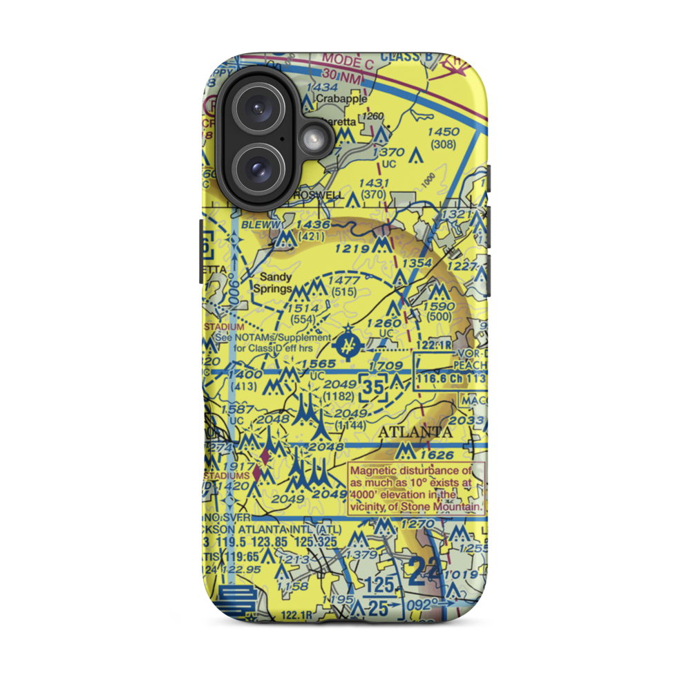 DeKalb Peachtree Heliport (Z21) VFR Sectional  Tough iPhone Case iPhone 16 Plus model shown