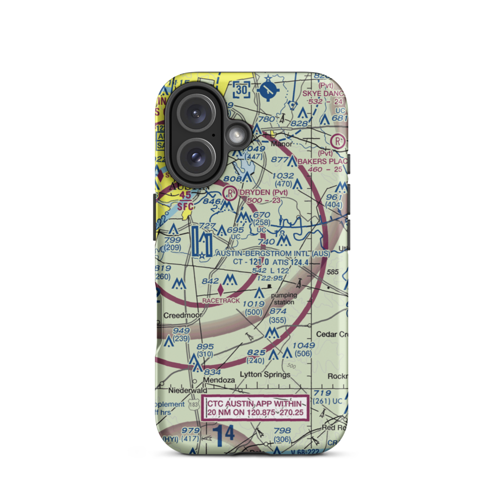 Del Valle Airport (TA55) VFR Sectional  Tough iPhone Case iPhone 16 model shown
