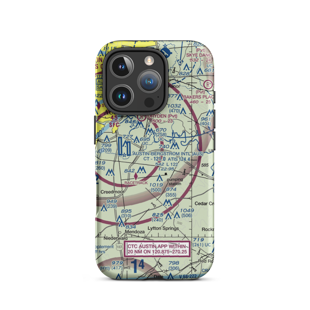 Del Valle Airport (TA55) VFR Sectional  Tough iPhone Case iPhone 16 Pro model shown