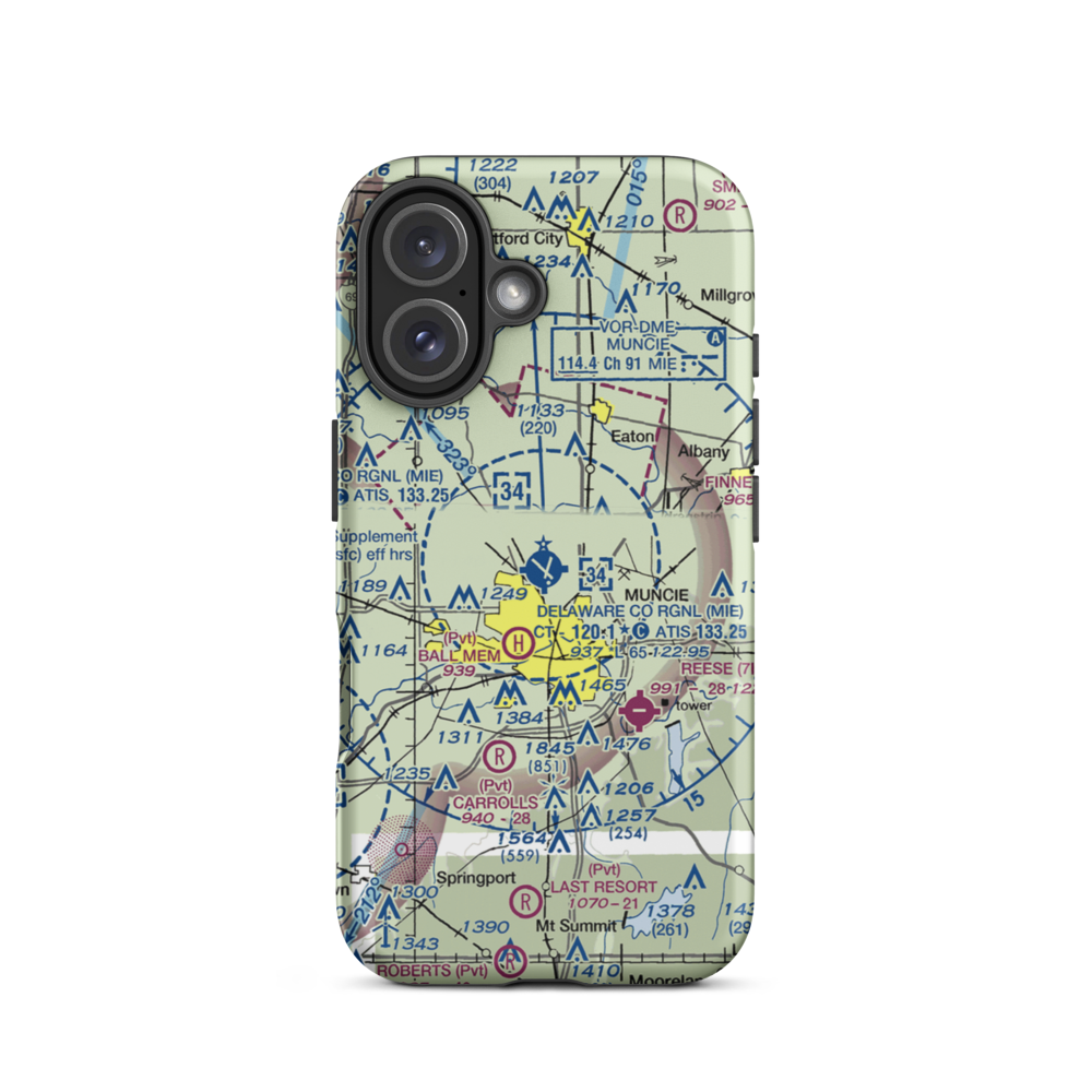 Delaware County Johnson Field (MIE) VFR Sectional  Tough iPhone Case iPhone 16 model shown