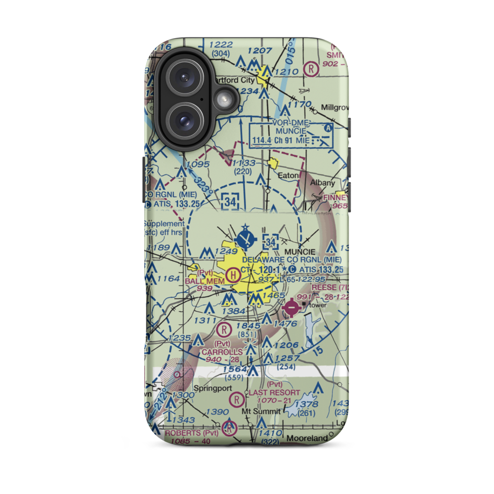 Delaware County Johnson Field (MIE) VFR Sectional  Tough iPhone Case iPhone 16 Plus model shown