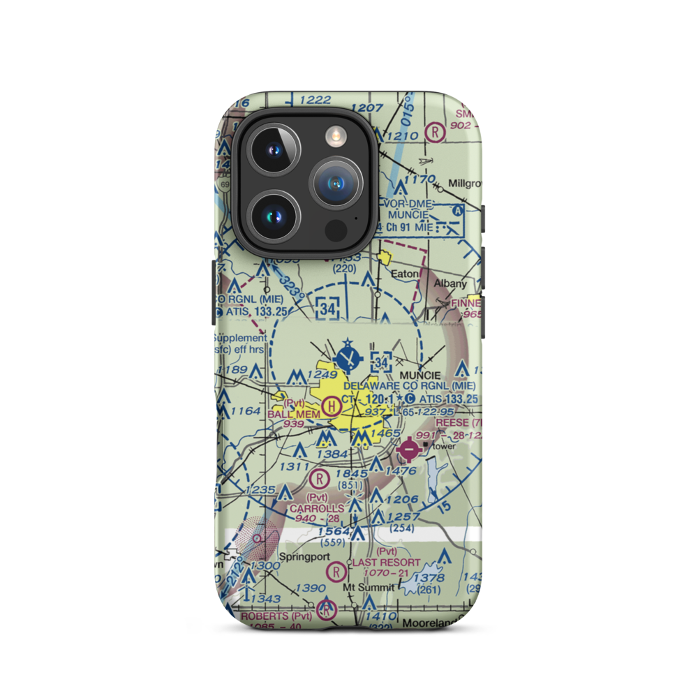 Delaware County Johnson Field (MIE) VFR Sectional  Tough iPhone Case iPhone 16 Pro model shown