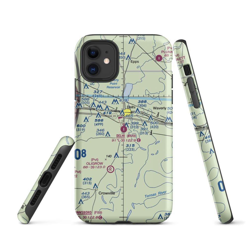 Delhi Municipal Airport (0M9) VFR Sectional  Tough iPhone Case iPhone 11 model shown