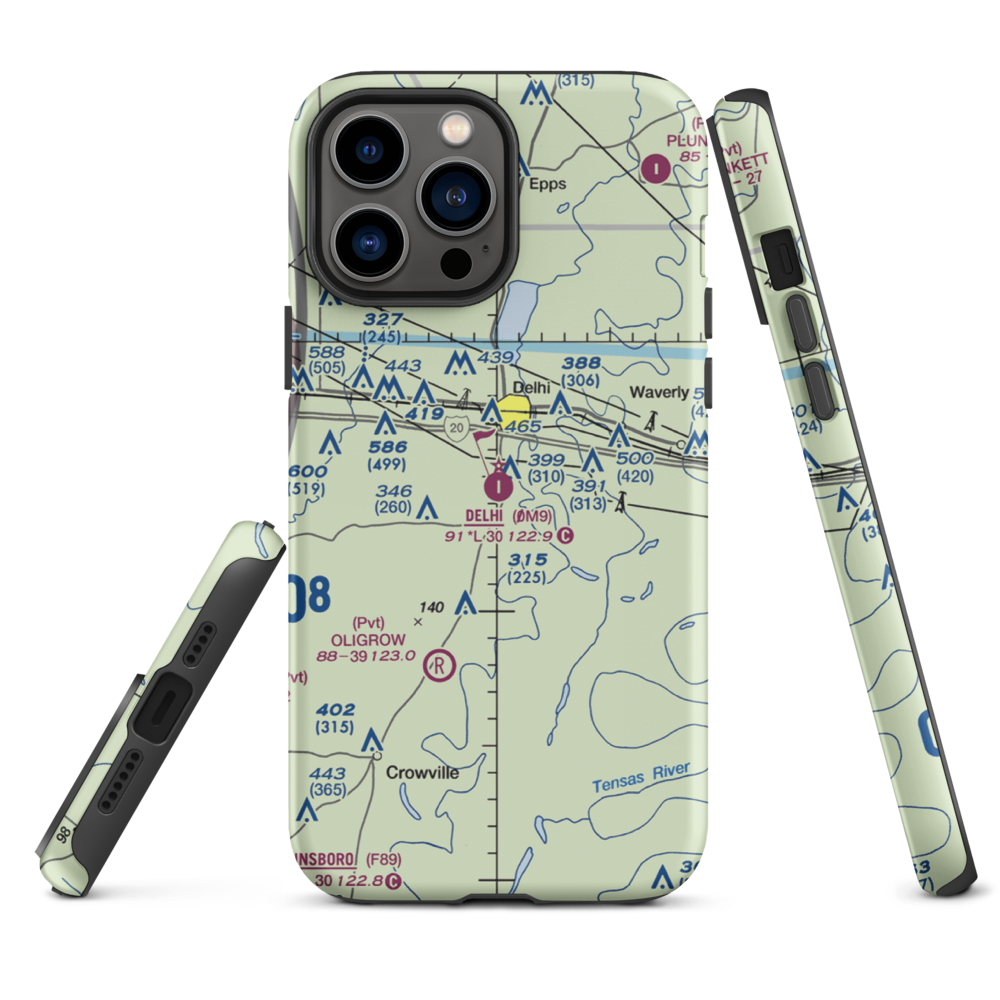 Delhi Municipal Airport (0M9) VFR Sectional  Tough iPhone Case iPhone 13 Pro Max model shown