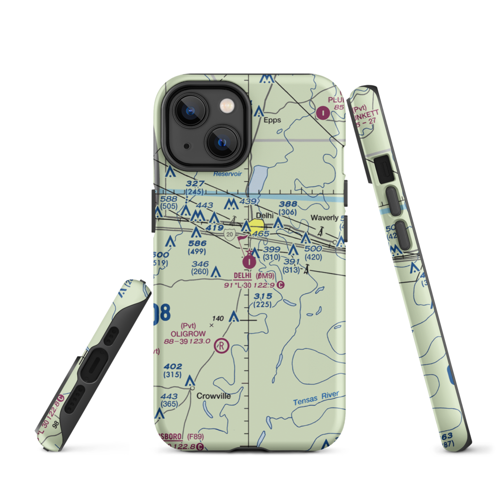 Delhi Municipal Airport (0M9) VFR Sectional  Tough iPhone Case iPhone 14 model shown