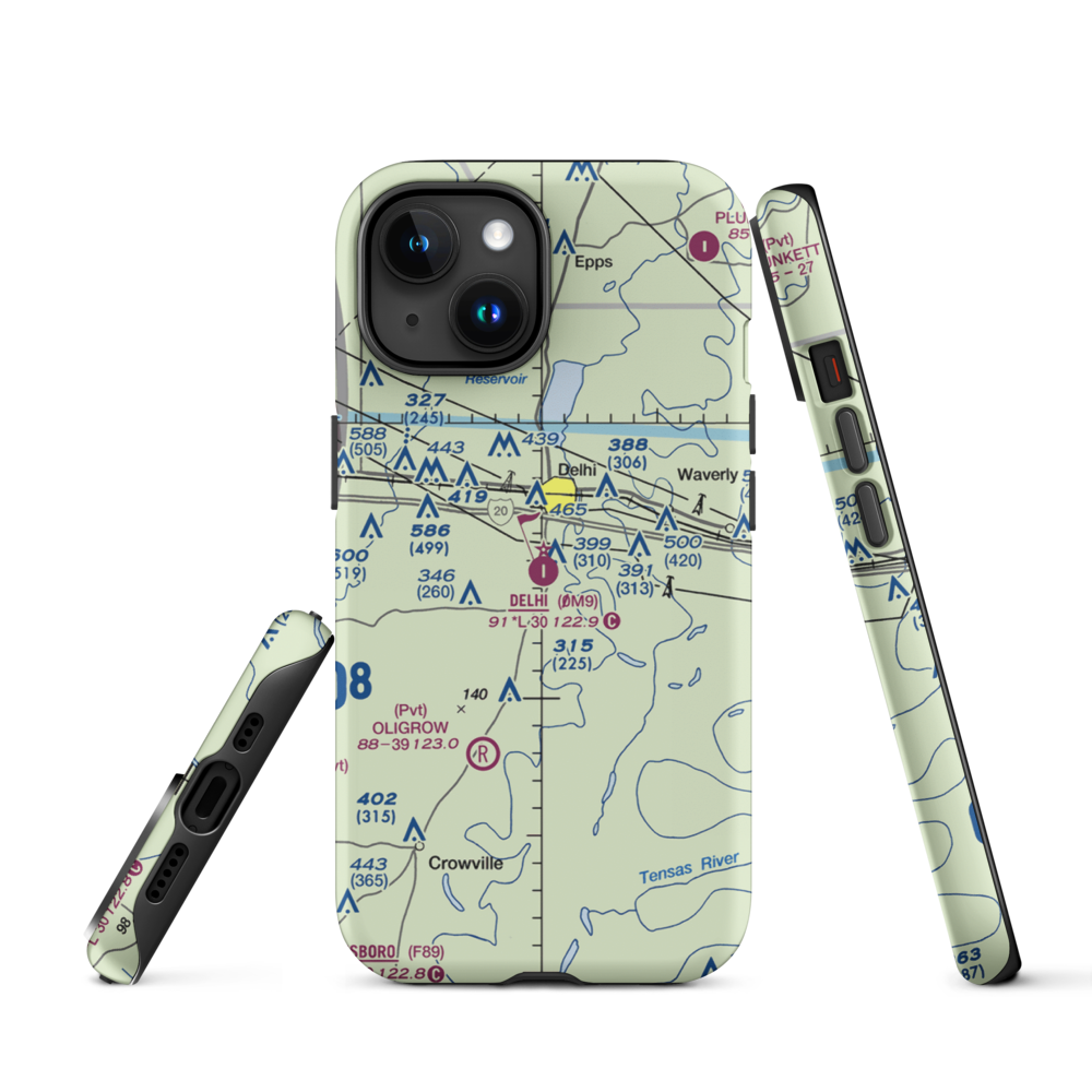 Delhi Municipal Airport (0M9) VFR Sectional  Tough iPhone Case iPhone 15 model shown