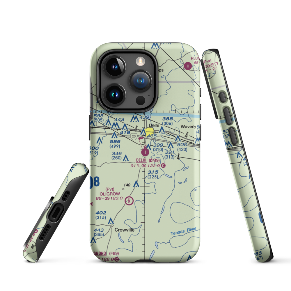 Delhi Municipal Airport (0M9) VFR Sectional  Tough iPhone Case iPhone 15 Pro model shown