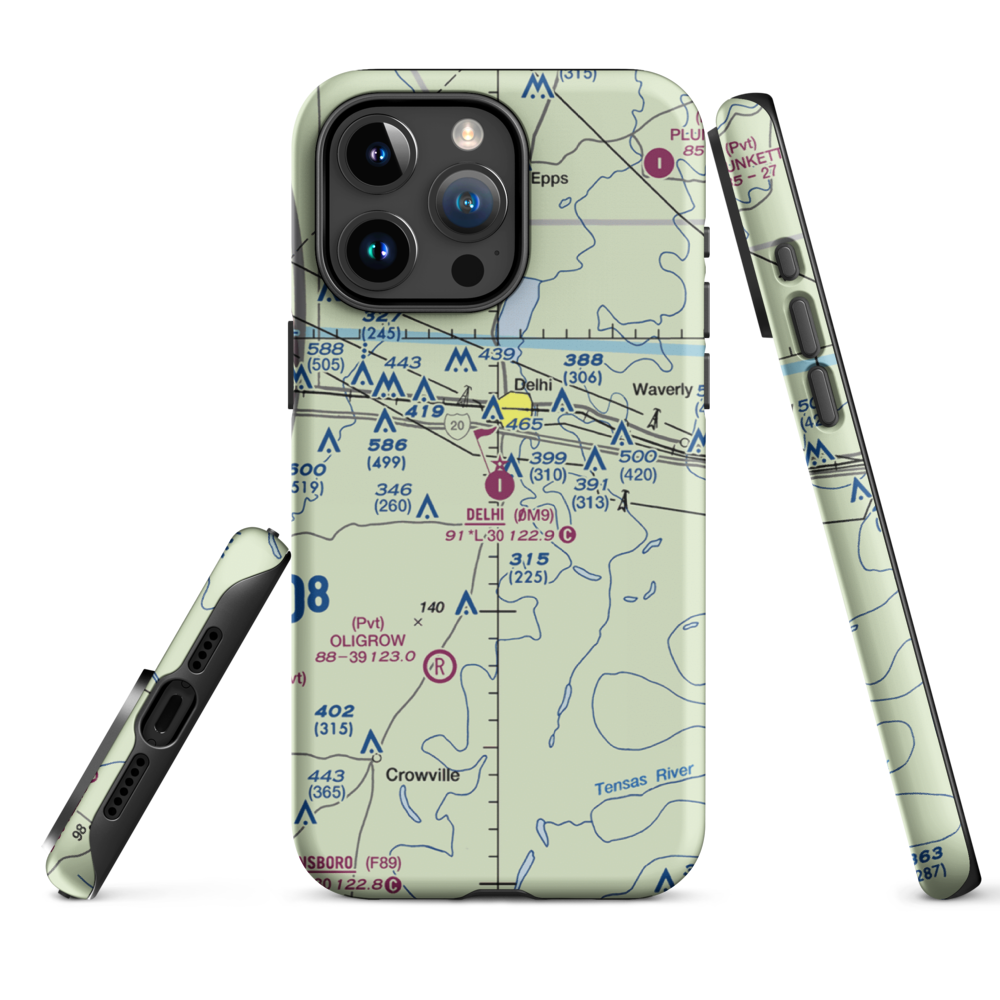 Delhi Municipal Airport (0M9) VFR Sectional  Tough iPhone Case iPhone 15 Pro Max model shown
