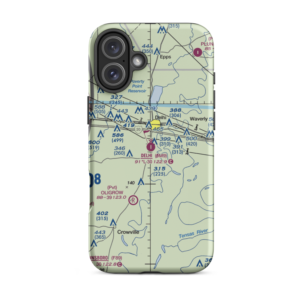 Delhi Municipal Airport (0M9) VFR Sectional  Tough iPhone Case iPhone 16 Plus model shown