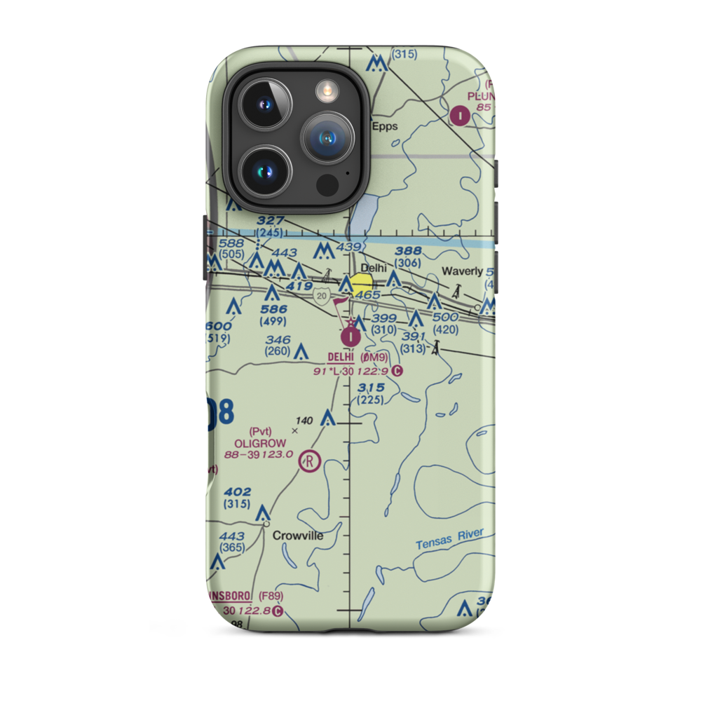 Delhi Municipal Airport (0M9) VFR Sectional  Tough iPhone Case iPhone 16 Pro Max model shown