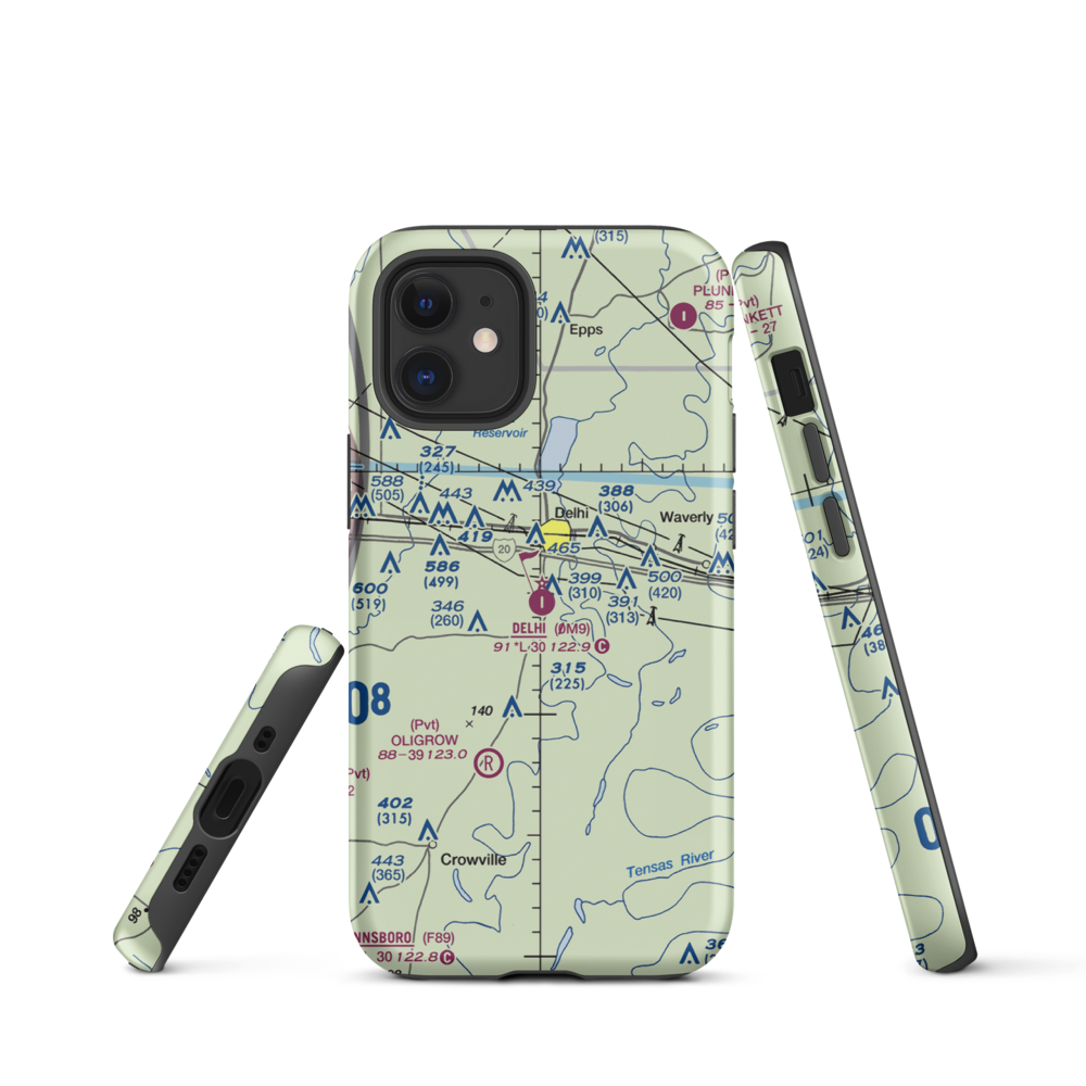 Delhi Municipal Airport (0M9) VFR Sectional  Tough iPhone Case iPhone 12 mini model shown