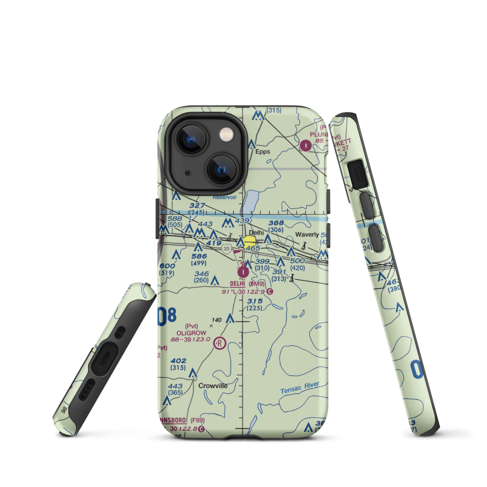 Delhi Municipal Airport (0M9) VFR Sectional  Tough iPhone Case iPhone 13 mini model shown