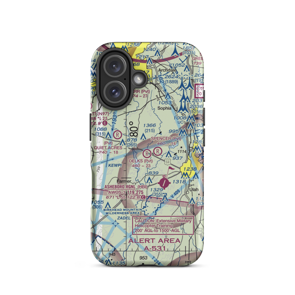Delk's Airport (1NC0) VFR Sectional  Tough iPhone Case iPhone 16 model shown