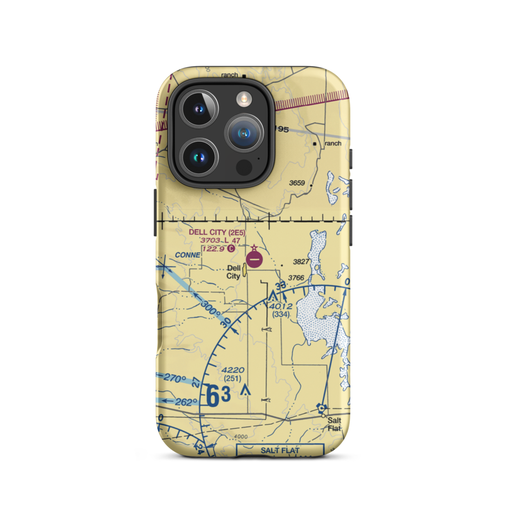 Dell City Municipal Airport (2E5) VFR Sectional  Tough iPhone Case iPhone 16 Pro model shown