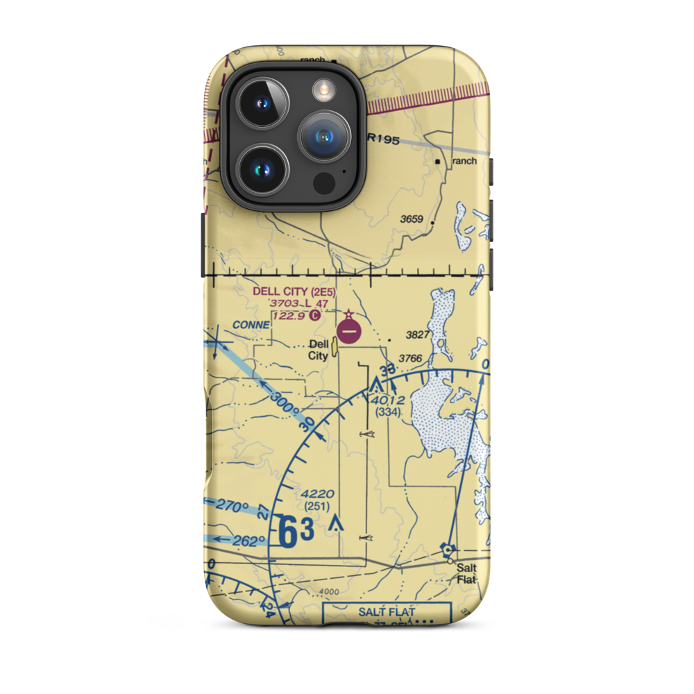 Dell City Municipal Airport (2E5) VFR Sectional  Tough iPhone Case iPhone 16 Pro Max model shown