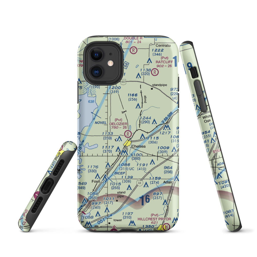 Delozier Airport (OK78) VFR Sectional  Tough iPhone Case iPhone 11 model shown