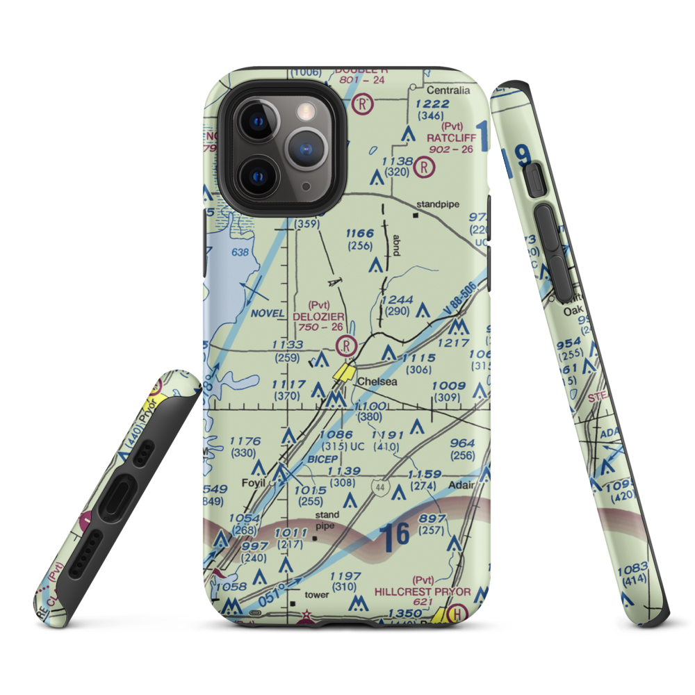Delozier Airport (OK78) VFR Sectional  Tough iPhone Case iPhone 11 Pro model shown