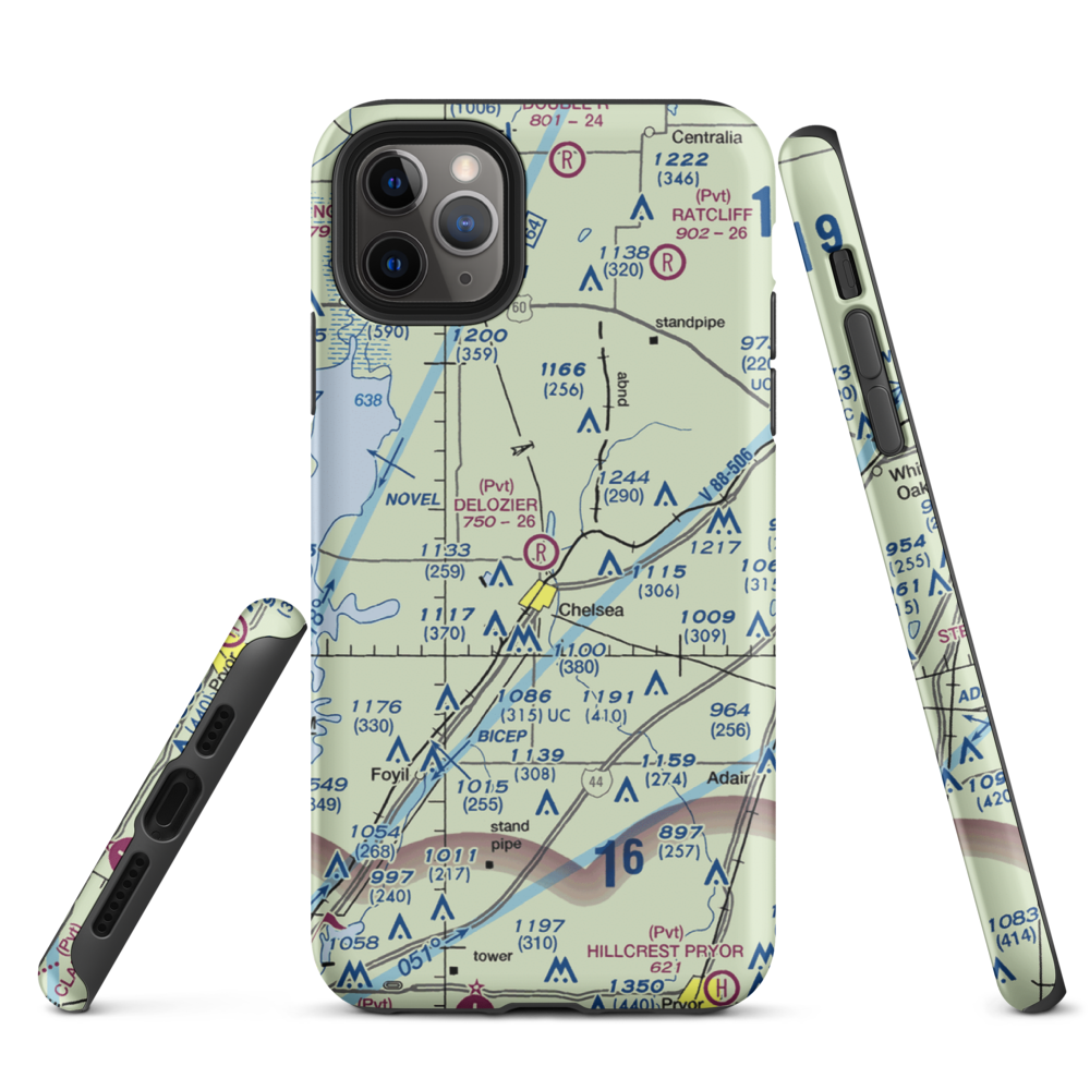 Delozier Airport (OK78) VFR Sectional  Tough iPhone Case iPhone 11 Pro Max model shown
