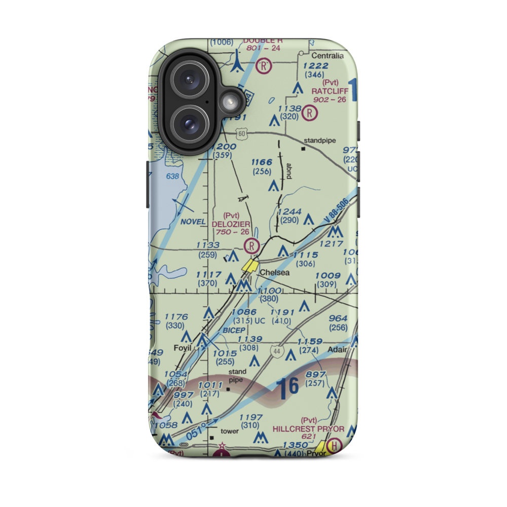 Delozier Airport (OK78) VFR Sectional  Tough iPhone Case iPhone 16 Plus model shown