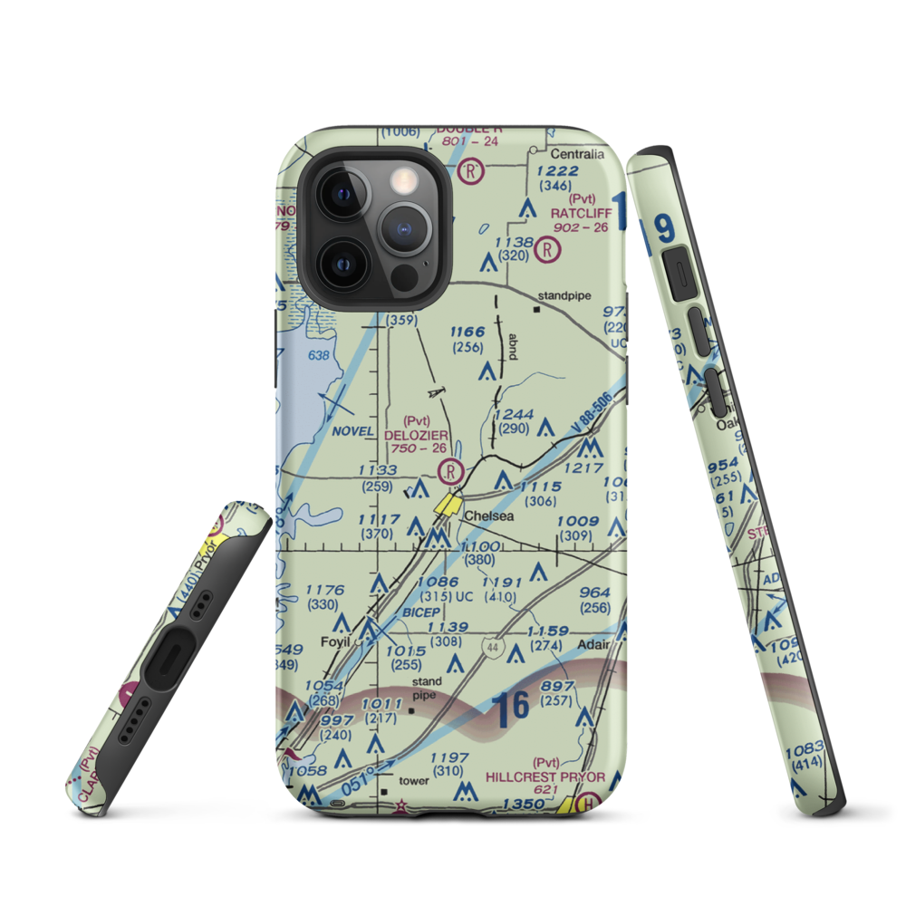 Delozier Airport (OK78) VFR Sectional  Tough iPhone Case iPhone 12 Pro model shown