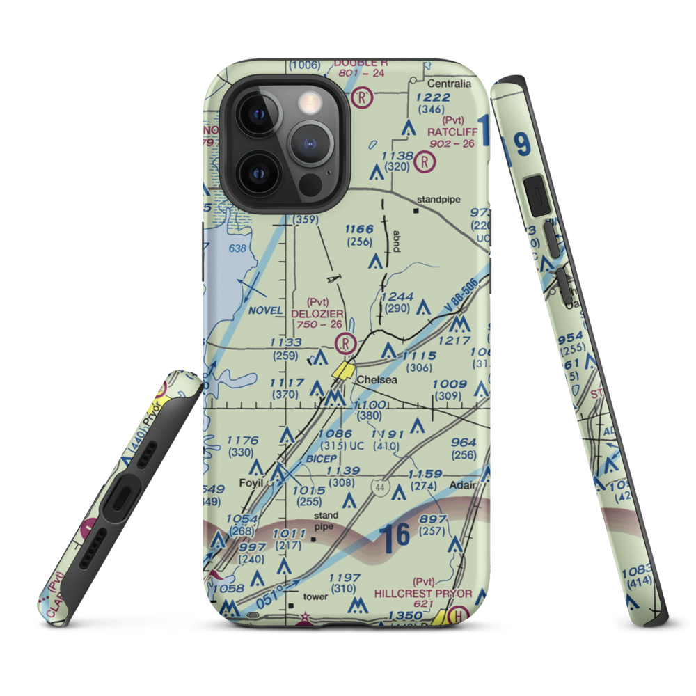 Delozier Airport (OK78) VFR Sectional  Tough iPhone Case iPhone 12 Pro Max model shown