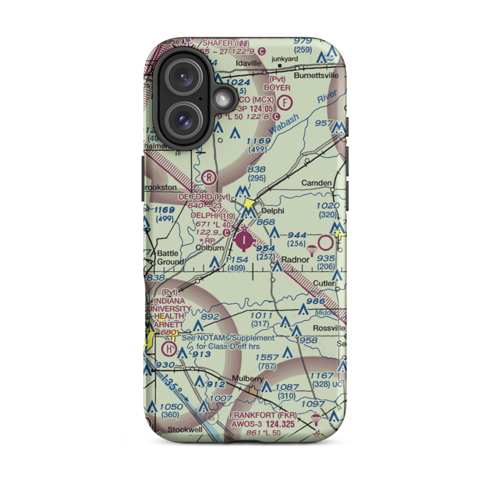Delphi Municipal Airport (1I9) VFR Sectional  Tough iPhone Case iPhone 16 Plus model shown