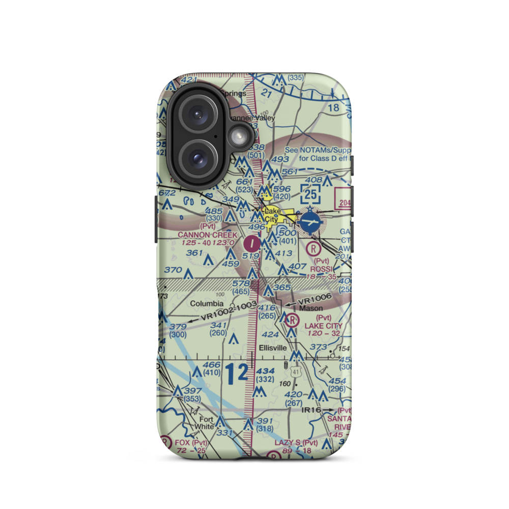 Delta Airport (FD84) VFR Sectional  Tough iPhone Case iPhone 16 model shown