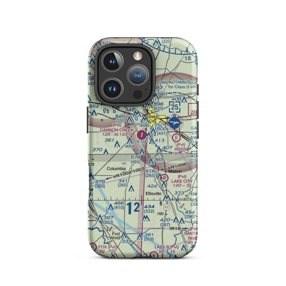 Delta Airport (FD84) VFR Sectional  Tough iPhone Case iPhone 16 Pro model shown