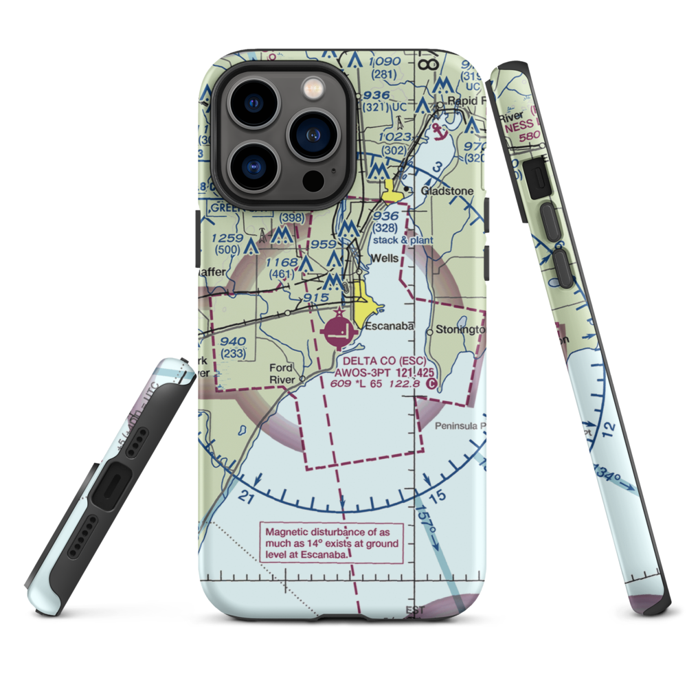 Delta County Airport (ESC) VFR Sectional  Tough iPhone Case iPhone 13 Pro Max model shown