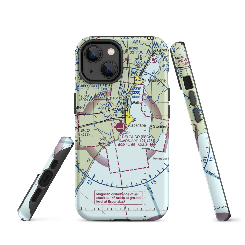Delta County Airport (ESC) VFR Sectional  Tough iPhone Case iPhone 14 model shown