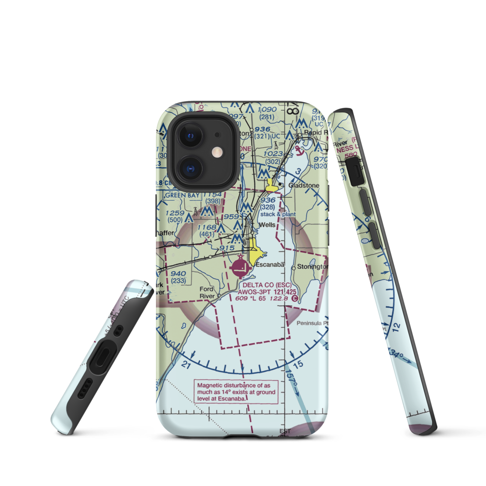 Delta County Airport (ESC) VFR Sectional  Tough iPhone Case iPhone 12 mini model shown