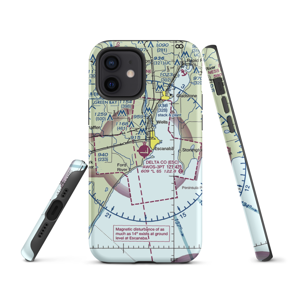 Delta County Airport (ESC) VFR Sectional  Tough iPhone Case iPhone 12 model shown