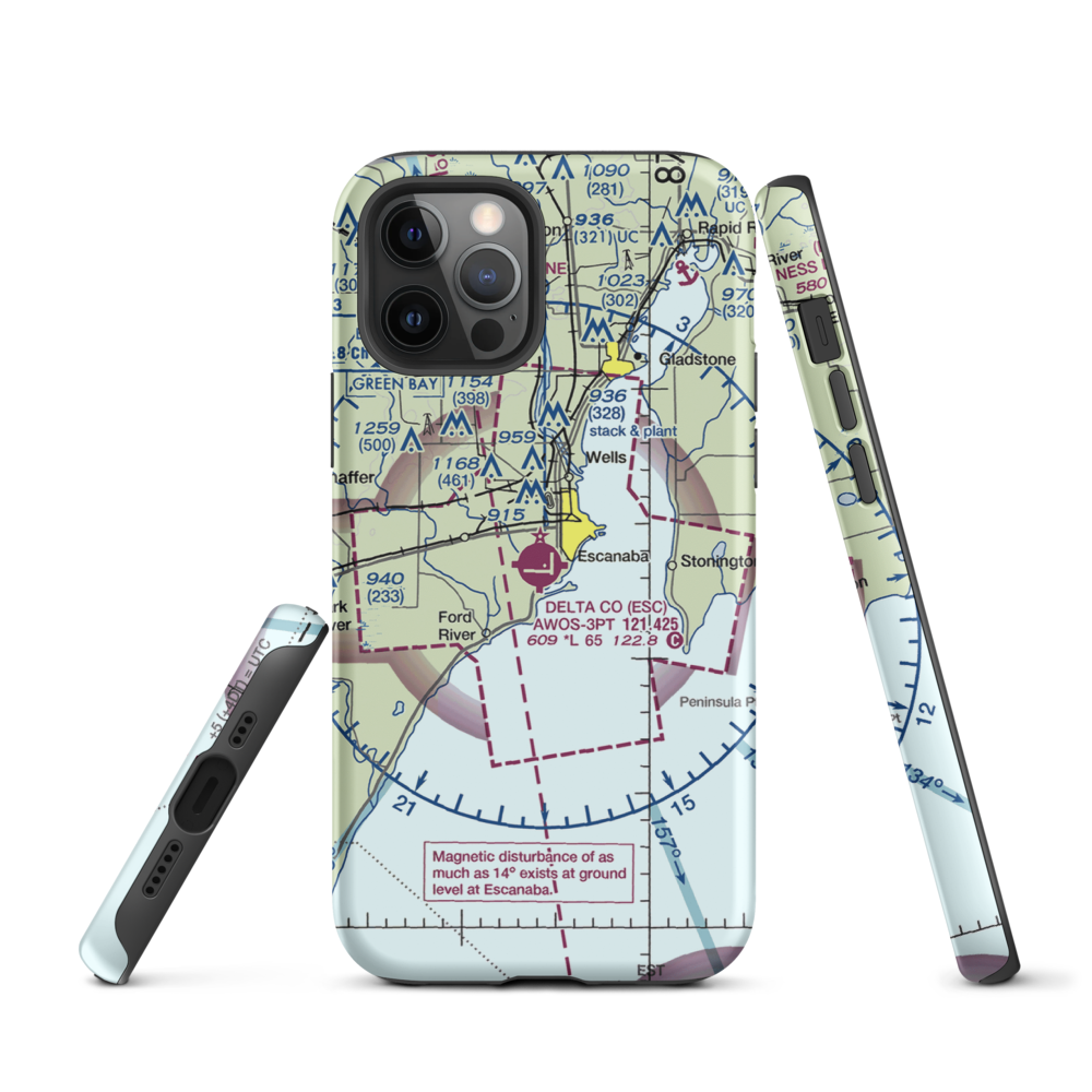 Delta County Airport (ESC) VFR Sectional  Tough iPhone Case iPhone 12 Pro model shown