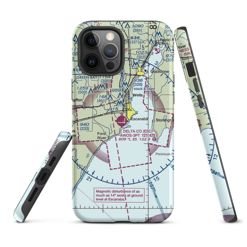 Delta County Airport (ESC) VFR Sectional  Tough iPhone Case iPhone 12 Pro Max model shown