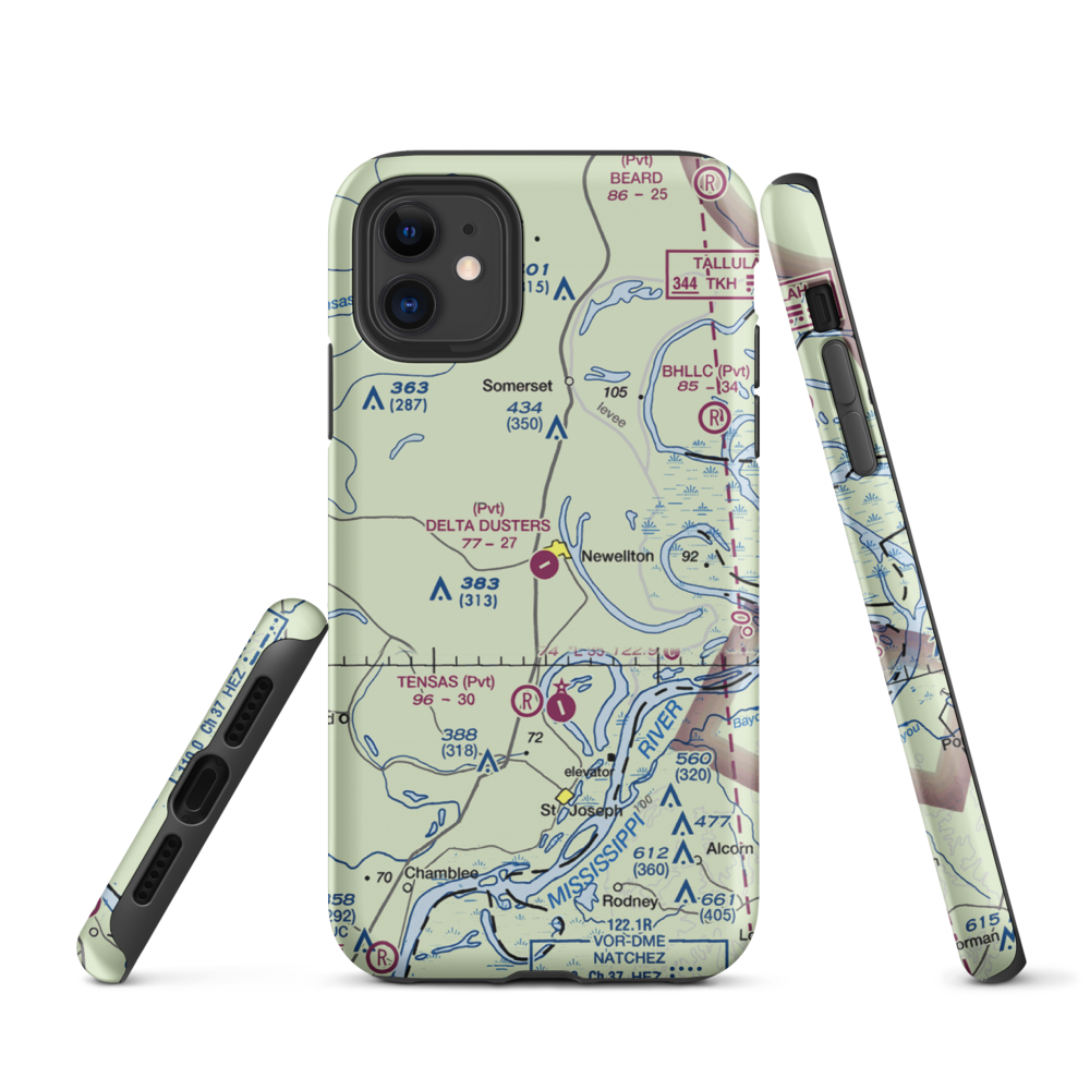 Delta Dusters, LLC Airport (LS83) VFR Sectional  Tough iPhone Case iPhone 11 model shown