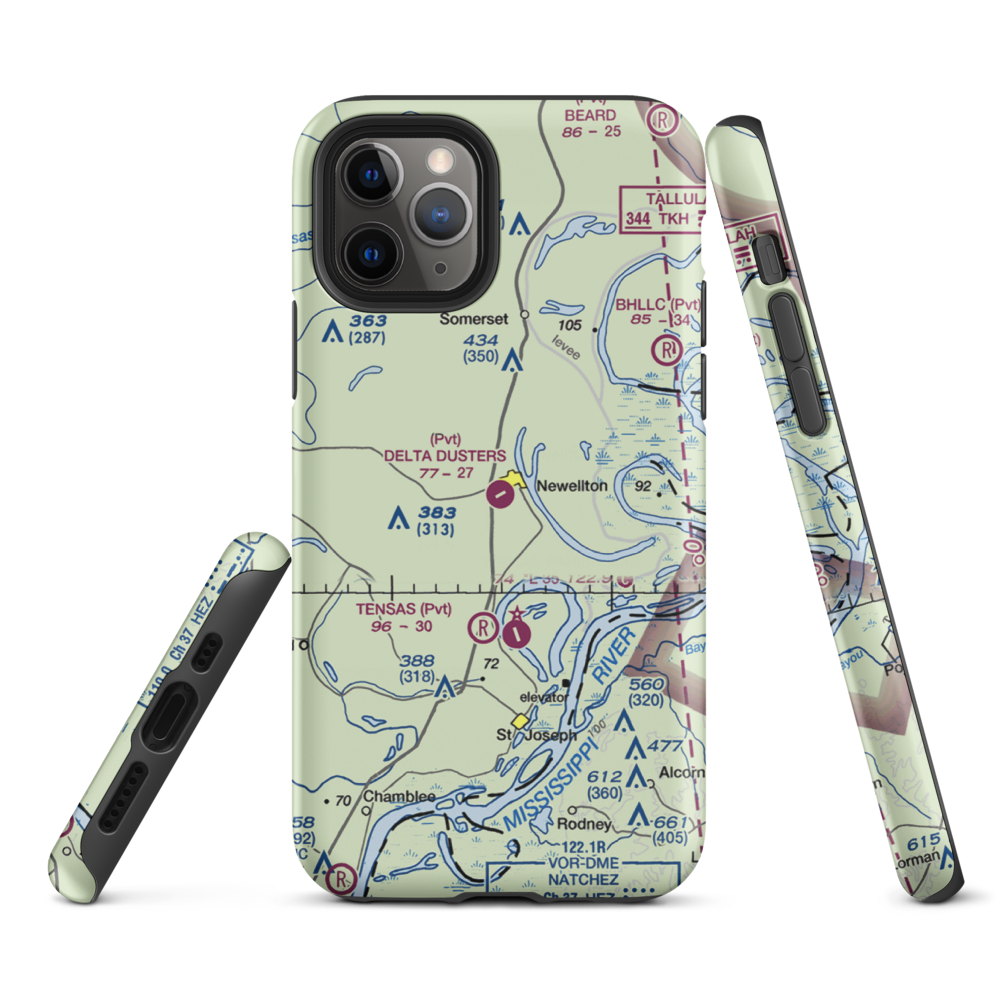 Delta Dusters, LLC Airport (LS83) VFR Sectional  Tough iPhone Case iPhone 11 Pro model shown