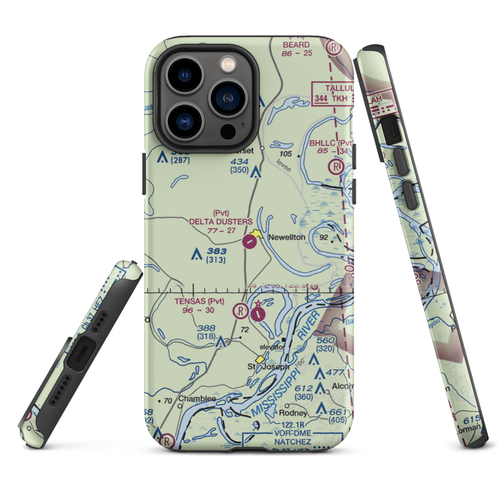 Delta Dusters, LLC Airport (LS83) VFR Sectional  Tough iPhone Case iPhone 13 Pro Max model shown