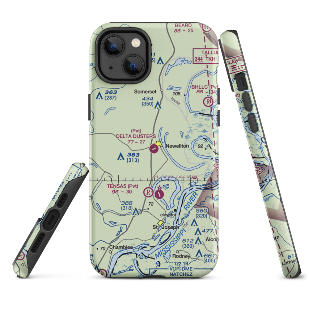 Delta Dusters, LLC Airport (LS83) VFR Sectional  Tough iPhone Case iPhone 14 Plus model shown